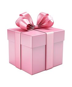 a pink gift box with a bow on top