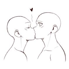 two people kissing each other with their faces drawn in black and white, on a white background