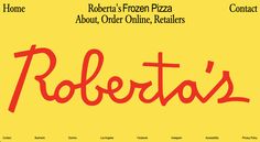 an advertisement for roberto's pizza with the word roberto's on it in red