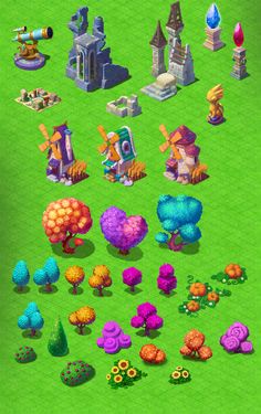 an image of the game's screenshots, with different types of trees and flowers