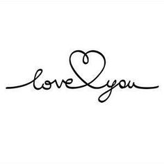 the word love you written in cursive handwriting with a heart on it's side