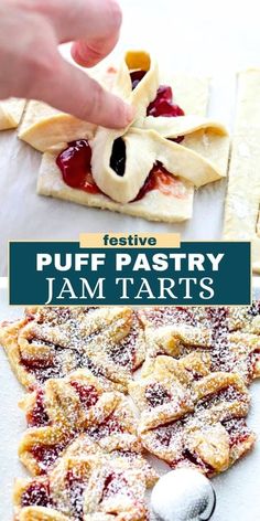 puff pastry jam tarts with the title above it