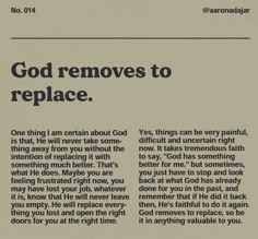 the article is about god removes to replace