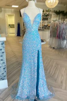 Light Blue Sparkly Prom Dress, Light Blue Sequin Prom Dress, Iridescent Prom Dress, Long Corset, Iridescent Sequin, Mermaid Sequin, Corset Dress Prom, Graduation Dresses, Sequin Prom Dresses