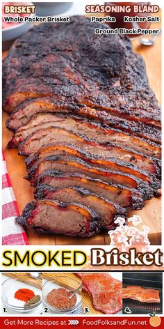 the smoked brisket is ready to be cooked in the oven and served with hot sauces