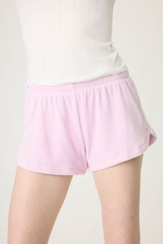 Women's pale lilac lounge short. Loungewear Wardrobe, Velour Shorts, Pale Lilac, Lilac Color, Lounge Shorts, Pj Sets, Lightweight Fabric, Lilac, Lounge Wear