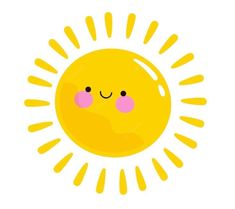 a yellow sun with pink cheeks and eyes