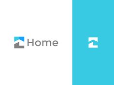 the home logo is shown in two different colors, one blue and one gray with an arrow