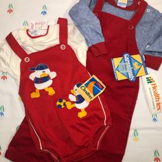 Nwt Vintage Baby Clothes Red Ducks Jumper And Short Sleeved Shirt 18-24 Months Vintage Baby Clothes 90s, Vintage Baby Outfits, 90s Baby Clothes, Vintage Baby Boy Clothes, Vintage Baby Gear, Parent Dr, Blanket Embroidery, Old Baby Clothes, Future Son