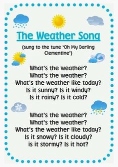 the weather song is shown in blue and white