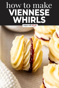 an image of some food that is on a tray with the title how to make viensee whirls