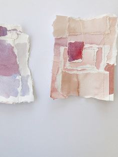 two pieces of paper that have been altered to look like they are painted pink and purple