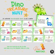 an image of dinosaur themed hunt cards