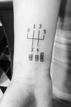 a person with a tattoo on their arm that has four different numbers and two equals