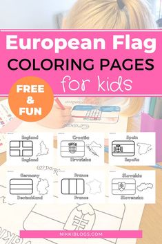 the european flag coloring pages for kids is shown with text that reads, free and fun