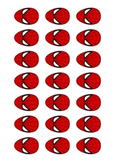 red spiderman face stickers are arranged in the shape of a circle on a white background