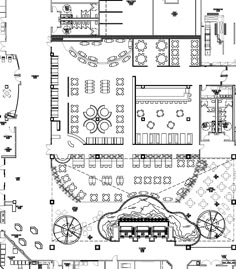 an architectural drawing of a restaurant floor plan