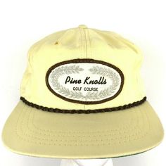 Vintage Pine Knolls Golf Course Patch Hat Script Spell Out Logo Made In USA Rope Trucker Baseball Cap BUY IT NOW! Please feel free to ask any questions you have about this item, I am here to make sure you are happy with your purchase. #HAT36 Vintage Adjustable Snapback Hat With Curved Brim, Retro Visor Hat With Embroidered Logo, Vintage Visor Hat With Embroidered Logo, Vintage White Hat With Embroidered Logo, Vintage Snapback Hat With Visor For Outdoor, White Vintage Hat With Embroidered Logo, Vintage Outdoor Baseball Cap With Embroidered Logo, Vintage Yellow Snapback Baseball Cap, Vintage Yellow Hat With Curved Brim