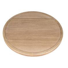 a round wooden cutting board on a white background