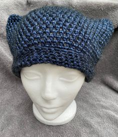 Beautiful handmade wool crochet sack hat, with kitty ears. Super soft and easy to wear.  Crochet in, in gazzal rock'n'roll yarn. One size fits most. Hand washable and dry. Crochet Sack, Sack Hat, Wool Crochet, Rock N’roll, Rock'n Roll, Skull Cap Beanie, Skull Cap, Rock And Roll, Caps Hats