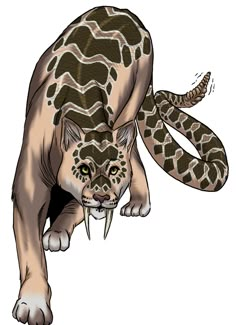 a drawing of a leopard with its mouth open and it's tail curled up