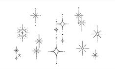 the stars are drawn in black and white on a white background, each with different shapes