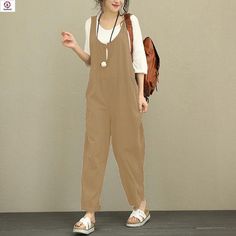 Overalls Casual, Jumpsuit Casual, Plus Size Romper, Loose Jumpsuit, Linen Romper, Casual Wide Leg Pants, Casual Rompers, Linen Jumpsuit