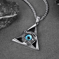 td {white-space:pre-wrap;border:1px solid #dee0e3;} Evil Eye symbolizes guardian, blocking all bad things and bringing good luck. Vintage detailed triangle evil eye amulet necklace, protection necklace, made of high quality stainless steel, lead free and nickel free. The Evil Eye amulet necklace can be a perfect gift for your loved ones to become a cherished keepsake.   SPU:  PSP40003  Collection:  Masonic  Material: Stainless Steel  Weight: 40.8g  Chain Length: 22+2 inches  Pendant Size: 51.3mm Gold Evil Eye Necklace, Evil Eye Amulet, Evil Eye Necklace Gold, Nordic Vikings, Pre Wrap, Pendant For Men, Viking Symbols, Amulet Necklace, All Seeing Eye