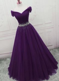 Dark Purple New Style Long Prom Dresses, Beautiful Junior Prom Dress on Luulla Dark Purple Gown, Purple Ball Gown, Purple Tulle, Purple Prom, Purple Gowns, Junior Prom Dresses