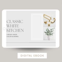 the book cover for classic white kitchen