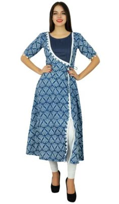 Top Seller for Bimba Designer Angrakha Style Cotton Kurta Long A-Line Kurti Dress-tXH, Women's Dresses Fashion Dreamer, A Line Kurti, Angrakha Style, Kurta Patterns, Churidar Designs, Salwar Pattern, Kurti Dress, Salwar Designs