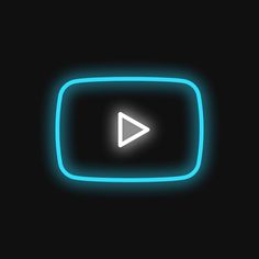 the play button is glowing blue on a black background, and it appears to be neon