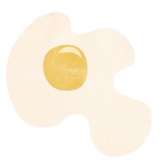 an egg is shown in the shape of a heart on a white background with yellow accents