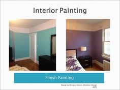 the interior painting process is shown in two pictures