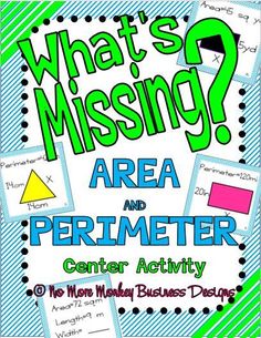 what's missing? area and perimeter center activity for the middle school classroom,