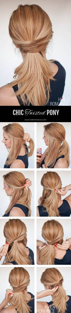 DIY penteado com rabo baixo Sanggul Cepol, Five Minute Hairstyles, Chic Ponytail, Ponytail Tutorial, Twist Ponytail, Beautiful Hairstyles