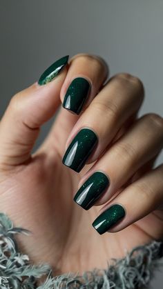 Transform your nails with stunning dark emerald green shades Discover a range of acrylic coffin almond and short nail designs featuring gold prom-ready French tips silver and chic chrome designs for a glamorous look Whether you prefer a simple or intricate nail art acrylic coffin nails for prom or shellac finishes find your perfect match here