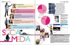 a brochure is shown with different images and text on it, including the words social media