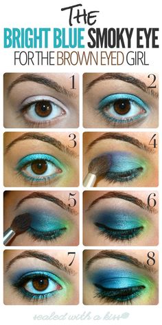 for you brown eyes Trucco Smokey Eye, Colorful Makeup Tutorial, Brown Eyed Girl, Blue Smokey Eye, Make Up Tutorials, Makeup Tutorial Step By Step, Dramatic Eye Makeup, Smokey Eye Makeup Tutorial, Dramatic Eyes