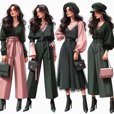 Nevermore Academy Outfit, Pink And Green Outfits For Women, Kdrama Outfits Women, Pink Lookbook, Classy Outfits For Women, Classic Style Outfits, Sophisticated Outfits, Fashion Drawing Dresses, Moda Chic