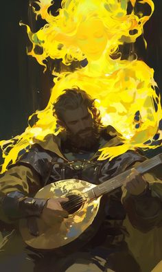 Fiend Warlock Dnd, Dnd Bard Character Concept, Bard Dnd Art, Bard Magic, Aasimar Bard, Dnd Artwork, Bard Dnd, Fire Mage, Warlock Dnd