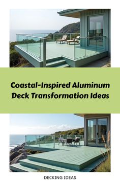 Floating aluminum deck with powder-coated finish and glass features Deck Transformation, Decking Options, Low Maintenance Backyard, Bamboo Decking, Pvc Decking, Modern Deck, Aluminum Decking, Decking Material