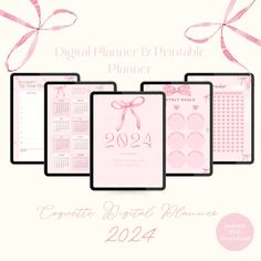 2024 Pink Coquette Bow Planner, 2024 Digital Planner, 2024 Printable Planner, 2024 iPad Planner, 2024 Planner, Hyperlinked Digital Planner. - Etsy midyeardigitalplanner #homeschoolplannerprintable🔵