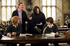 harry potter and his students in the classroom