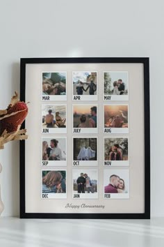 a white framed photo with multiple pictures on it