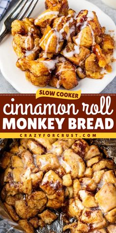 A fall breakfast idea you can set and forget in the slow cooker! It's even better than crockpot cinnamon rolls. Wonderfully soft and delicious, this cinnamon roll monkey bread recipe is a perfect holiday brunch food! Cinnamon Rolls Monkey Bread, Crockpot Monkey Bread, Summer Brunch Recipes, Vegetarian Brunch Recipes, Sweet Brunch Recipes, Savory Brunch Recipes, Make Ahead Brunch Recipes, Cinnamon Roll Monkey Bread, Christmas Brunch Recipes