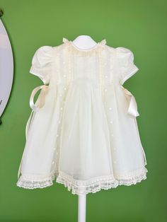 Made in Spain Inside: 65% polyester 35% cotton Dry Clean Final sale, no exchanges nor returns are accepted Spanish Fashion, Christening Gown, First Communion Dresses, Baptism Dress, Heirloom Sewing, Communion Dresses, Christening Gowns, Victoria Dress, Royal Jewelry