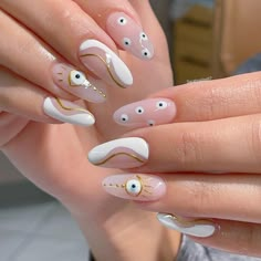 The best 2022 spring gel nails are here! You don't have to look around for spring 2022 gel mani inspiration. Just browse our articles you can get the Pink Evil Eye Nails, Spiritual Nail Art, Evil Eye Nail Art, Future Nails, Finger Paints, Nagel Design, Evil Eye Nails, Eye Nail Art, Witchy Nails