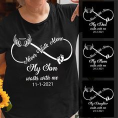 Memorial I Never Walk Alone My Guardian Angel Walks With Me - Personalized Apparel - Memorial Gift For Family Members banner_1_23e2989f-ba25-495f-926f-14d34eeeb6aa.jpg?v=1643787488 Angel Wings On Back, Walk Alone, Walking Alone, Personalized Clothes, The Way Home, To Heaven, Memorial Gifts, Family Members, Hoodie Print