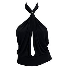 Check out this item from 1stdibs! 1999 Gucci by Tom Ford Black Leather Viscose Halter Crop Top : https://www.1stdibs.com/id-v_15638832 Luxury Gucci Top For Summer, Designer Gucci Black T-shirt, Tom Ford Top, Gucci By Tom Ford, Gucci Top, Ford Black, Black Sheer Top, Black Halter, Dolce E Gabbana